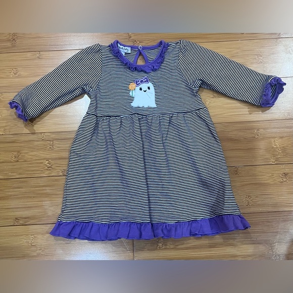 Magnolia Baby Halloween Striped Dress with Ghost Appliqué Size 24M - Picture 1 of 2